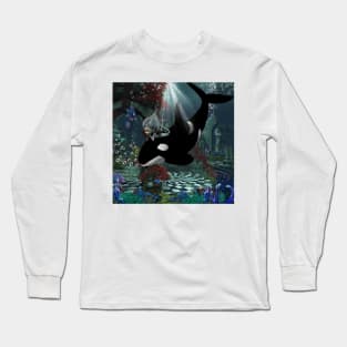 Wonderful orca with little mermaid Long Sleeve T-Shirt